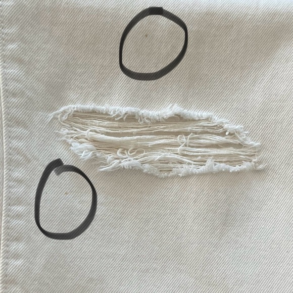 Levis Jeans Wedgie Straight No Waistband beige cream raw hem button fly sz 28 - Picture 17 of 17